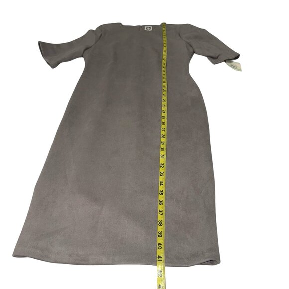 Anne Klein Women's Gray Faux Suede/Felt Midi Sheath Dress Sz 8 NWT - Picture 6 of 13